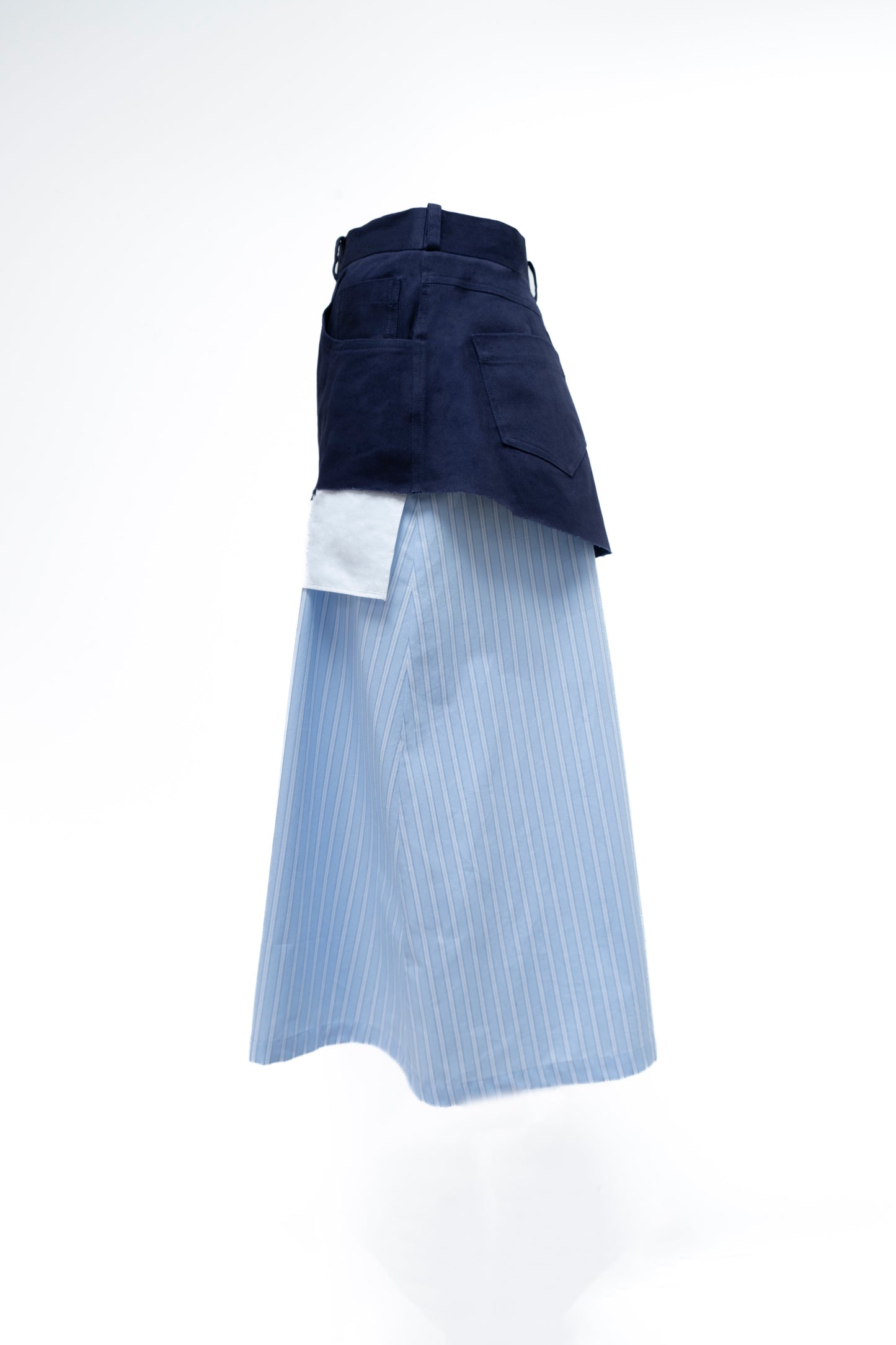 SIMONE SKIRT IN ROYAL COTTON TWILL AND POPLIN STRIPES
