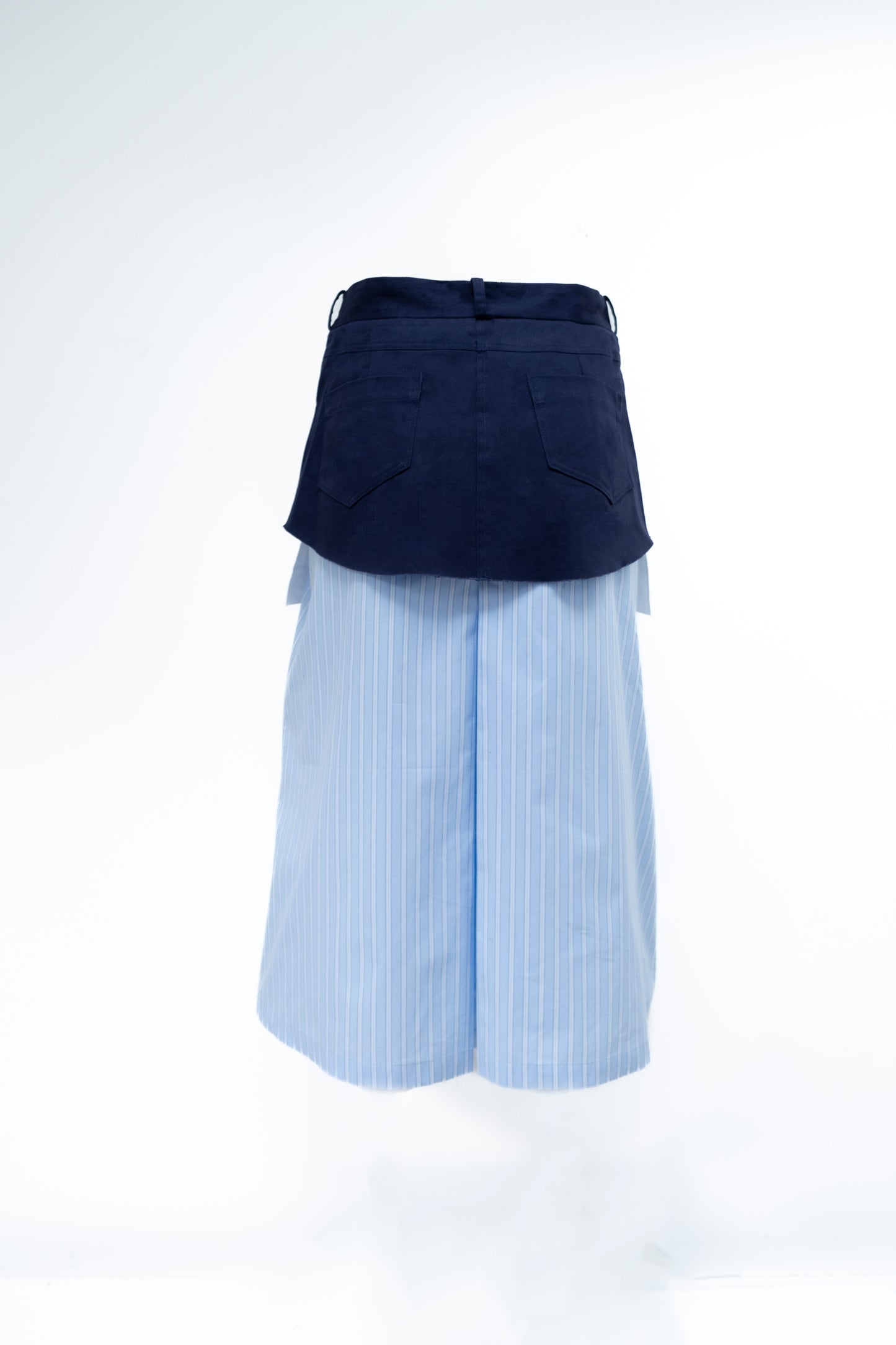 SIMONE SKIRT IN ROYAL COTTON TWILL AND POPLIN STRIPES