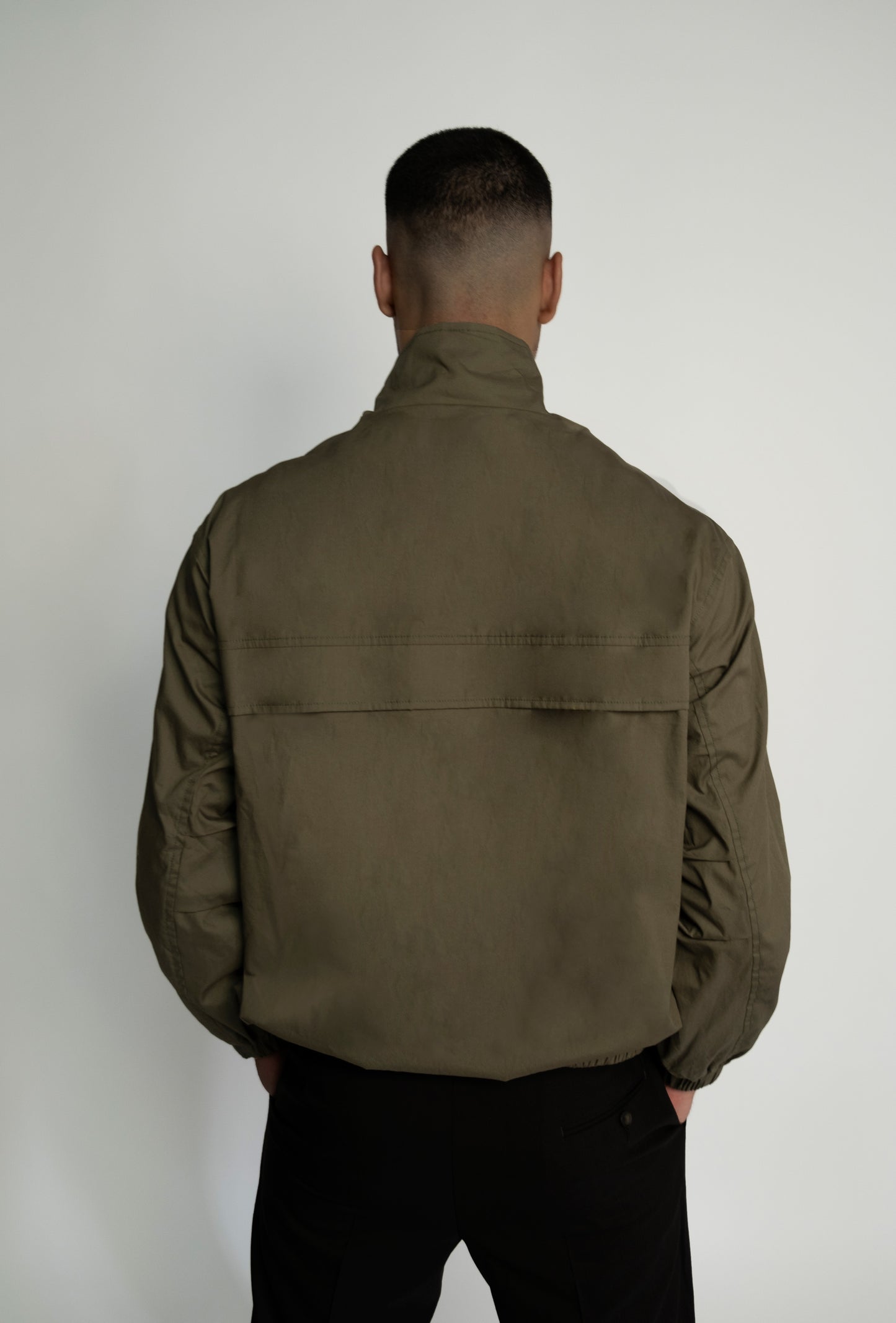 PALANPUR BOMBER JACKET IN KHAKI COTTON POPLIN