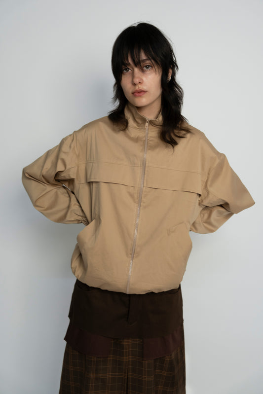 PALANPUR BOMBER JACKET IN BEIGE COTTON POPLIN